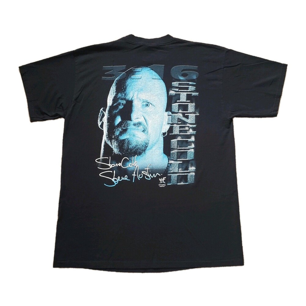 Vintage 90s WWF Stone Cold 3:16 Sz XL Mens Black Double Side T-Shirt 1998 TNT
